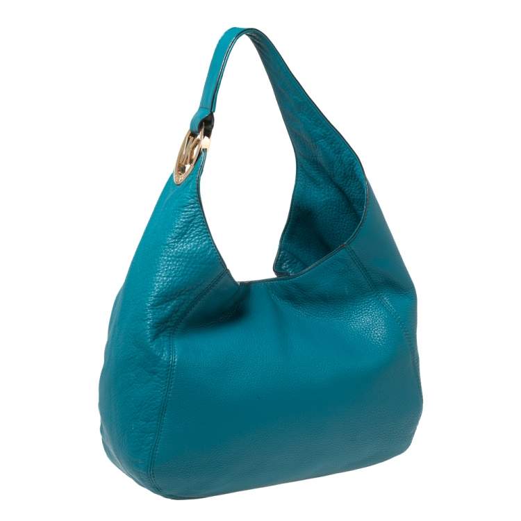 Pre Owned MICHAEL Michael Kors Blue Grained Leather Fulton Hobo