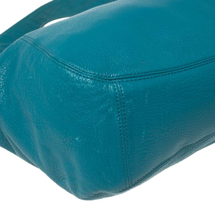 Pre Owned MICHAEL Michael Kors Blue Grained Leather Fulton Hobo