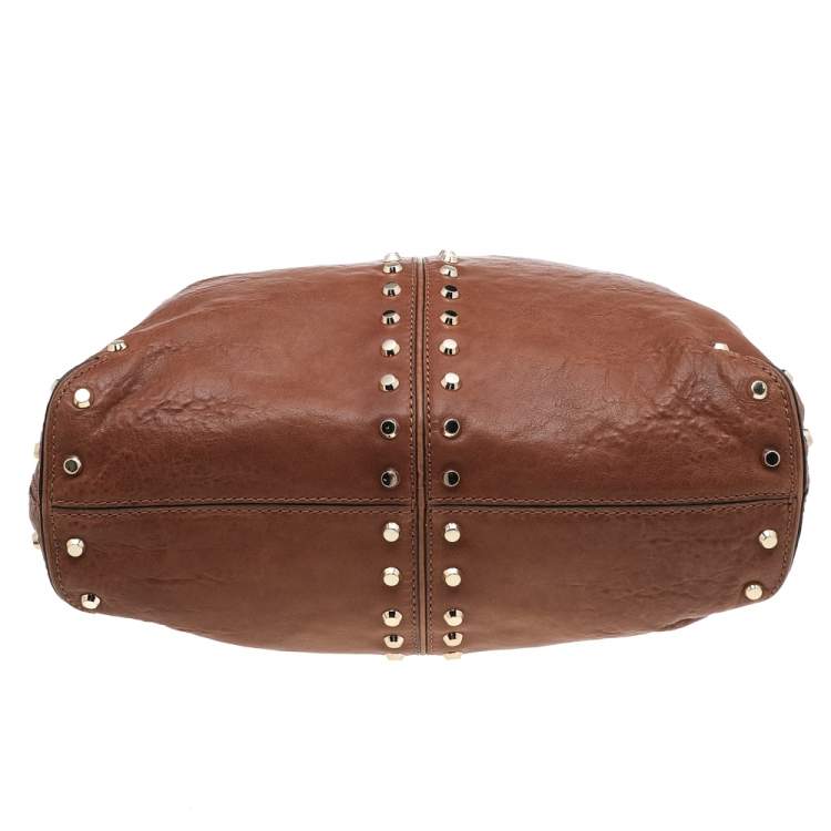 Pre Owned MICHAEL Michael Kors Brown Leather Studded Uptown Astor Hobo