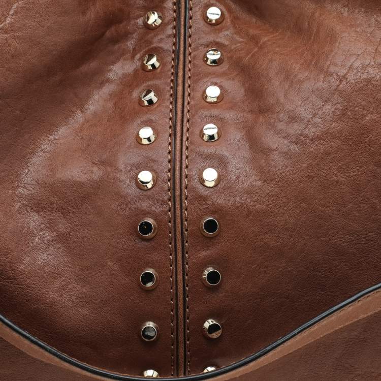 Pre Owned MICHAEL Michael Kors Brown Leather Studded Uptown Astor Hobo