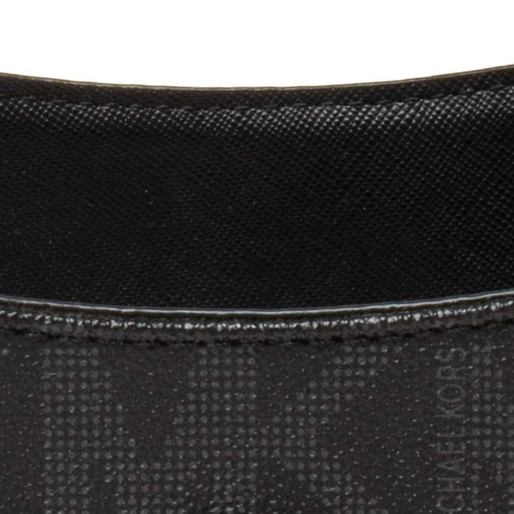 Pre Owned MICHALE Michael Kors Black Signature Coated Canvas Jet Set Travel Chain Tote