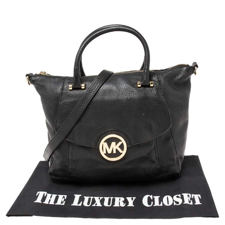Pre Owned MICHAEL Michael Kors Black Soft Leather Fulton Chain Satchel