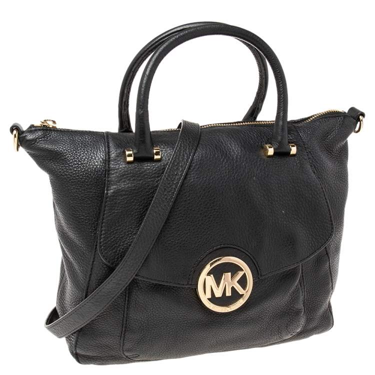 Pre Owned MICHAEL Michael Kors Black Soft Leather Fulton Chain Satchel