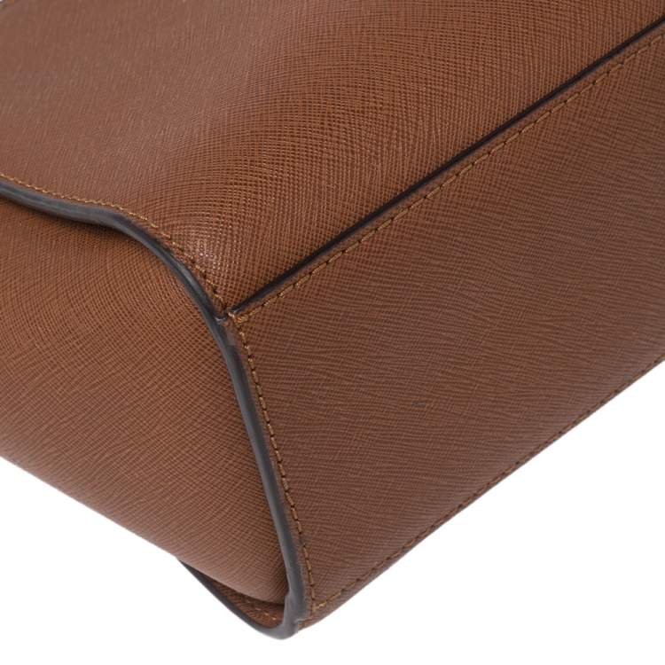 Pre Owned MICHAEL Michael Kors Tan Leather Small Selma Crossbody Bag