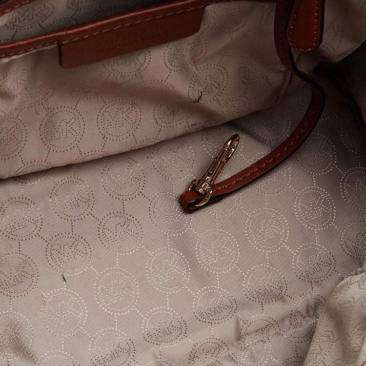 مملوكة مسبقًا MICHAEL Michael Kors Brown Signature Coated Canvas And Leather Large Selma Tote