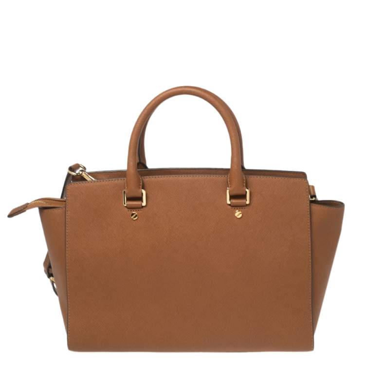 Pre Owned MICHAEL Michael Kors Brown Saffiano Leather Large Selma Tote