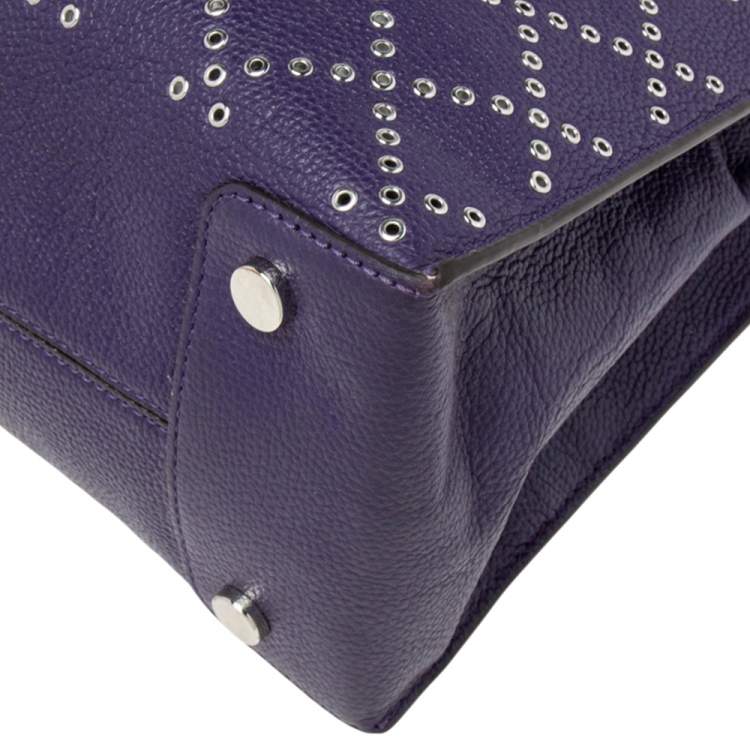 Pre Owned MICHAEL Michael Kors Purple Leather Studded Large Mercer Tote