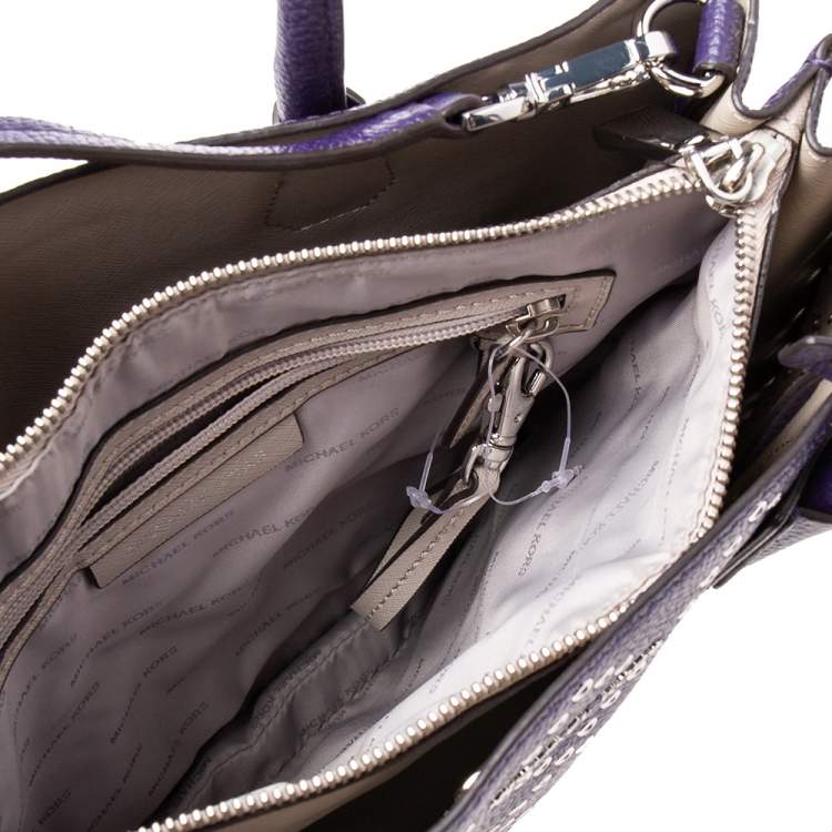 Pre Owned MICHAEL Michael Kors Purple Leather Studded Large Mercer Tote
