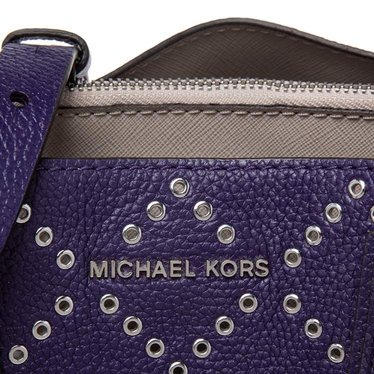 Pre Owned MICHAEL Michael Kors Purple Leather Studded Large Mercer Tote