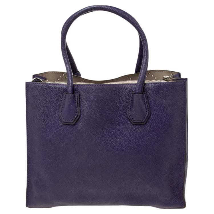 Pre Owned MICHAEL Michael Kors Purple Leather Studded Large Mercer Tote