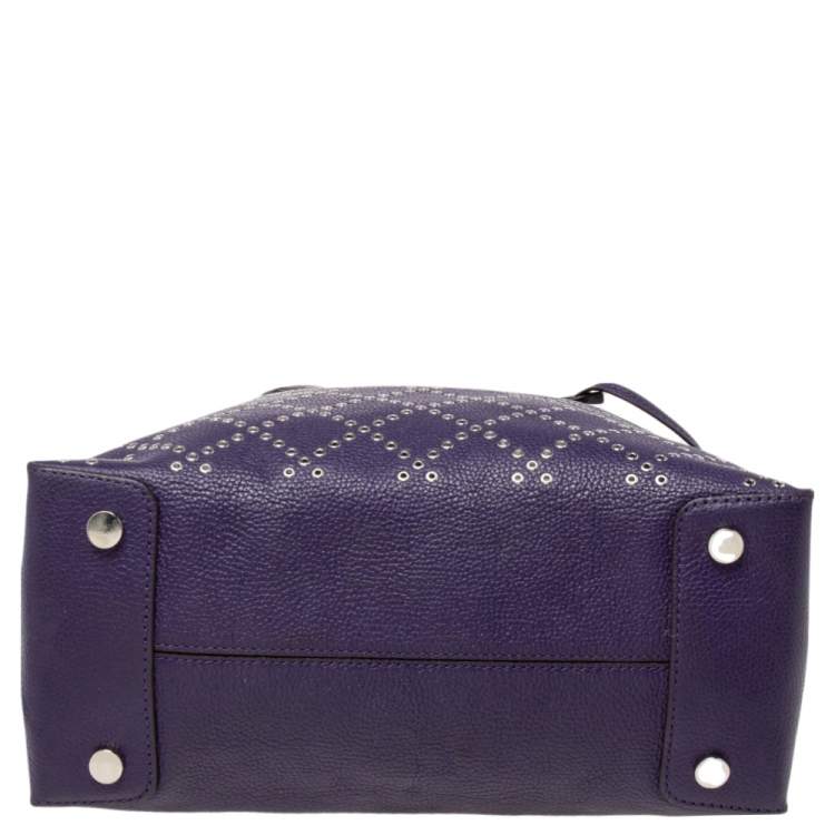 Pre Owned MICHAEL Michael Kors Purple Leather Studded Large Mercer Tote