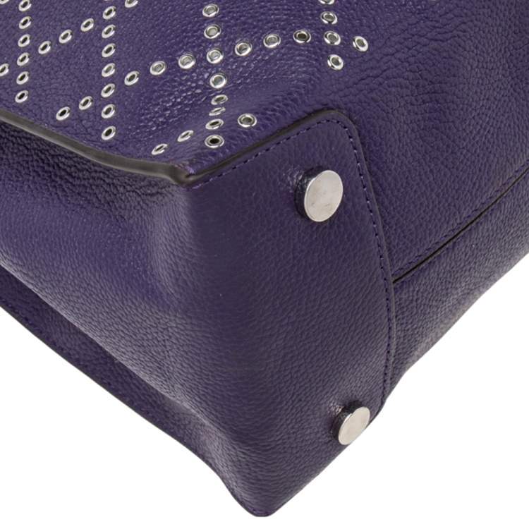 Pre Owned MICHAEL Michael Kors Purple Leather Studded Large Mercer Tote