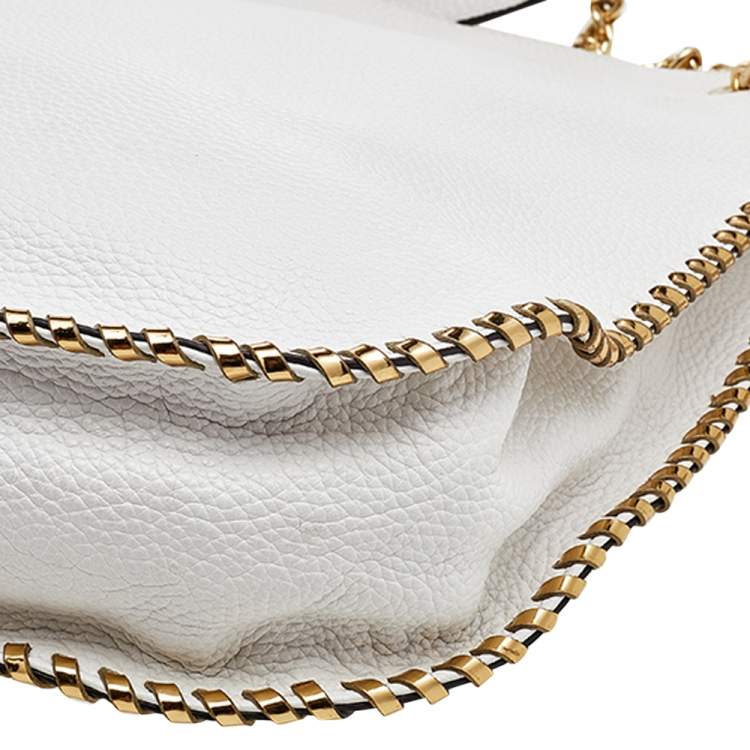 Pre Owned MICHAEL Michael Kors White Leather Chelsea Chain Shoulder Bag