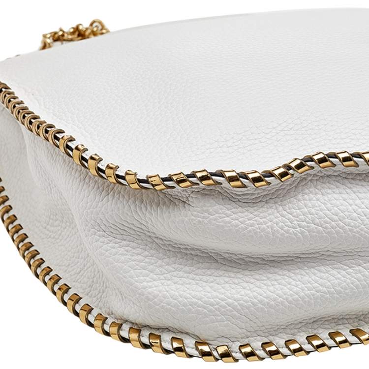 Pre Owned MICHAEL Michael Kors White Leather Chelsea Chain Shoulder Bag