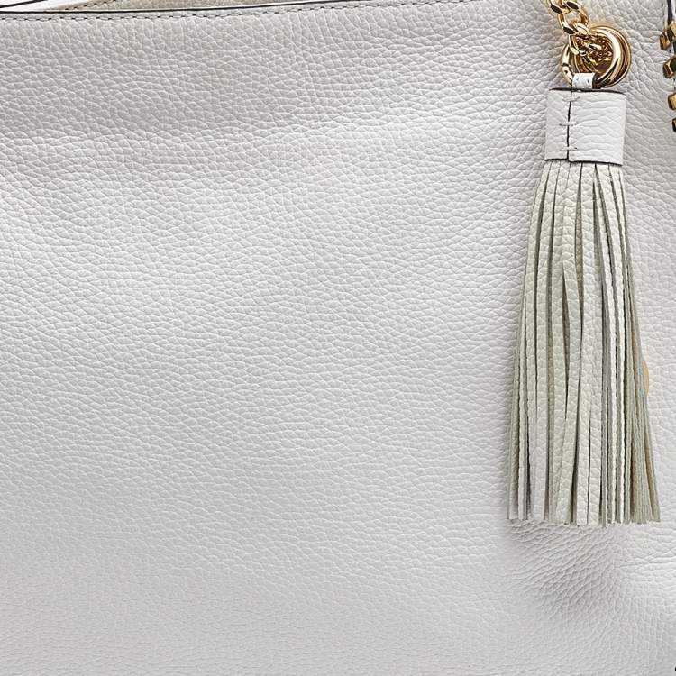 Pre Owned MICHAEL Michael Kors White Leather Chelsea Chain Shoulder Bag