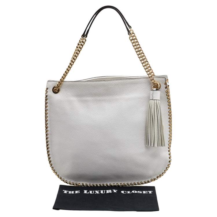 Pre Owned MICHAEL Michael Kors White Leather Chelsea Chain Shoulder Bag