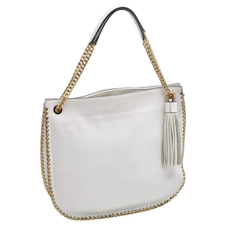 Pre Owned MICHAEL Michael Kors White Leather Chelsea Chain Shoulder Bag