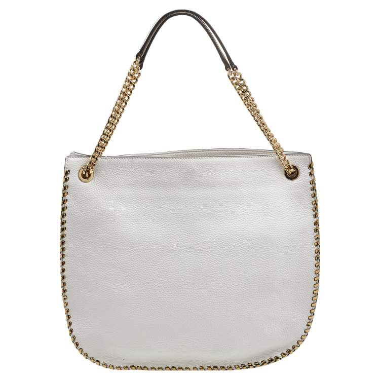 Pre Owned MICHAEL Michael Kors White Leather Chelsea Chain Shoulder Bag