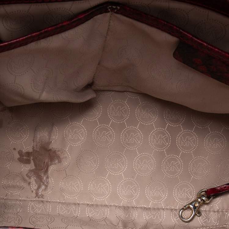 Pre Owned MICHAEL Michael Kors Red/Black Python Embossed Leather Selma Tote