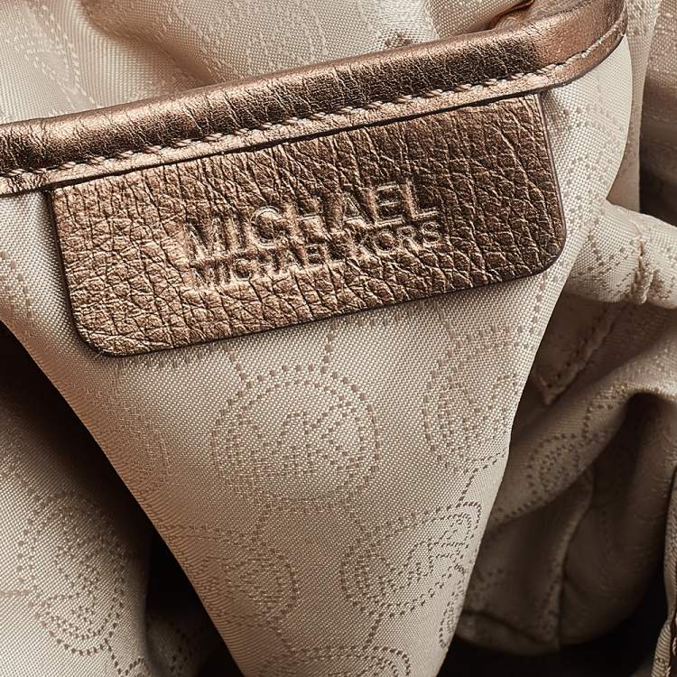 Pre Owned MICHAEL Michael Kors Brown Signature Coated Canvas and Leather Shoulder Bag