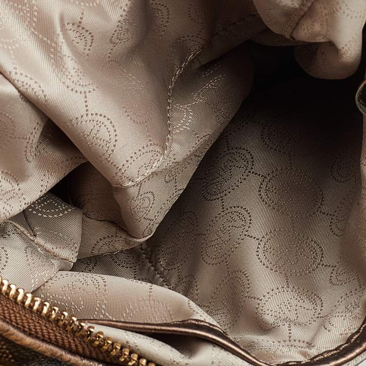 Pre Owned MICHAEL Michael Kors Brown Signature Coated Canvas and Leather Shoulder Bag