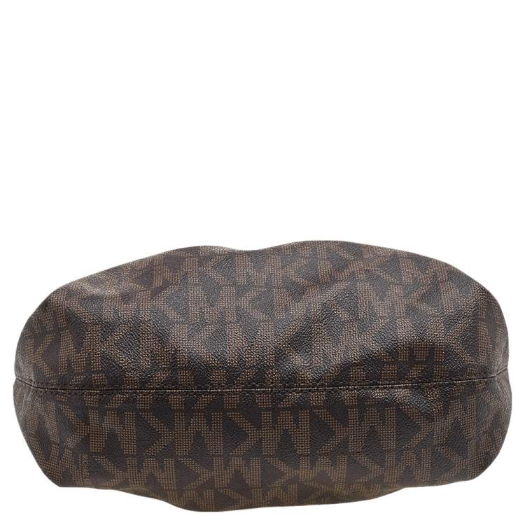 Pre Owned MICHAEL Michael Kors Brown Signature Coated Canvas and Leather Shoulder Bag