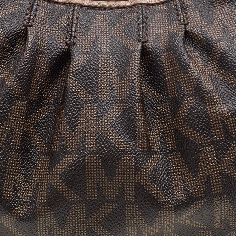 Pre Owned MICHAEL Michael Kors Brown Signature Coated Canvas and Leather Shoulder Bag