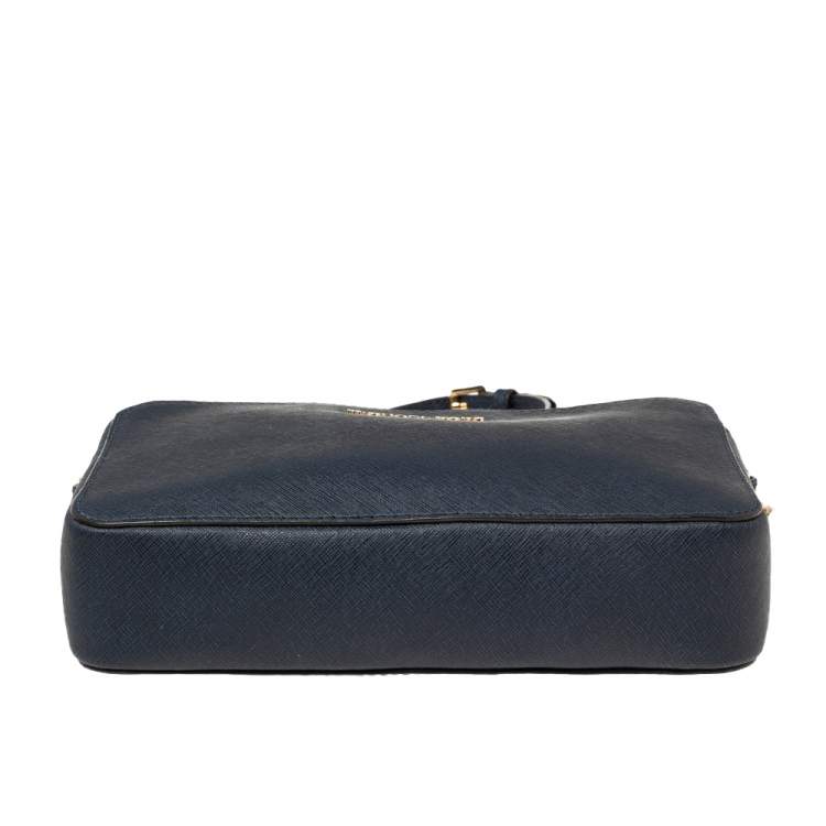 Pre Owned Michael Kors Blue Saffiano Leather Jet Set Camera Crossbody Bag