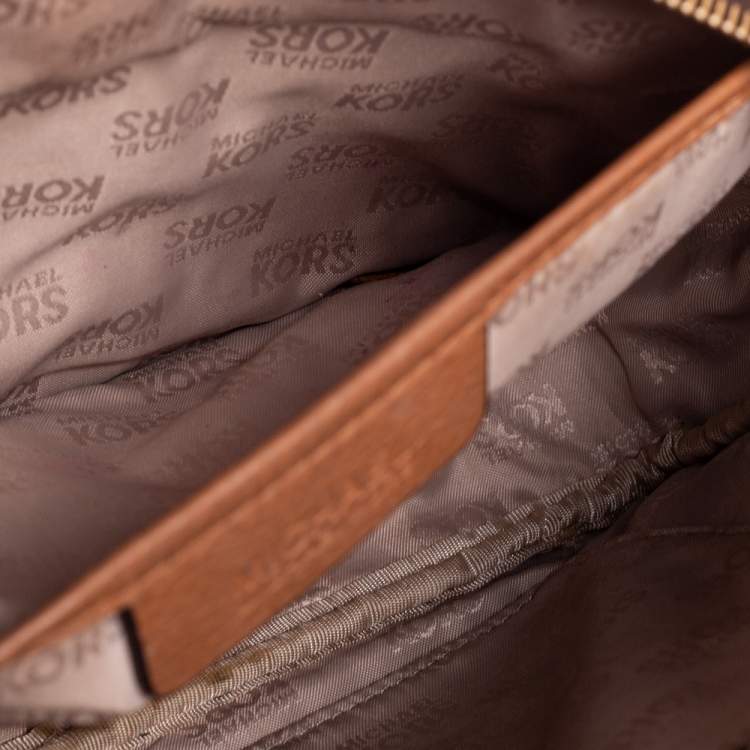 Pre Owned MICHAEL Michael Kors Brown Signature Coated Canvas Crossbody Bag