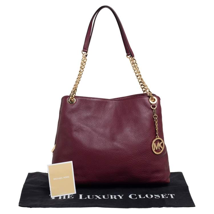 Pre Owned MICHAEL Michael Kors Burgundy Leather Jet Set Chain Shoulder Bag