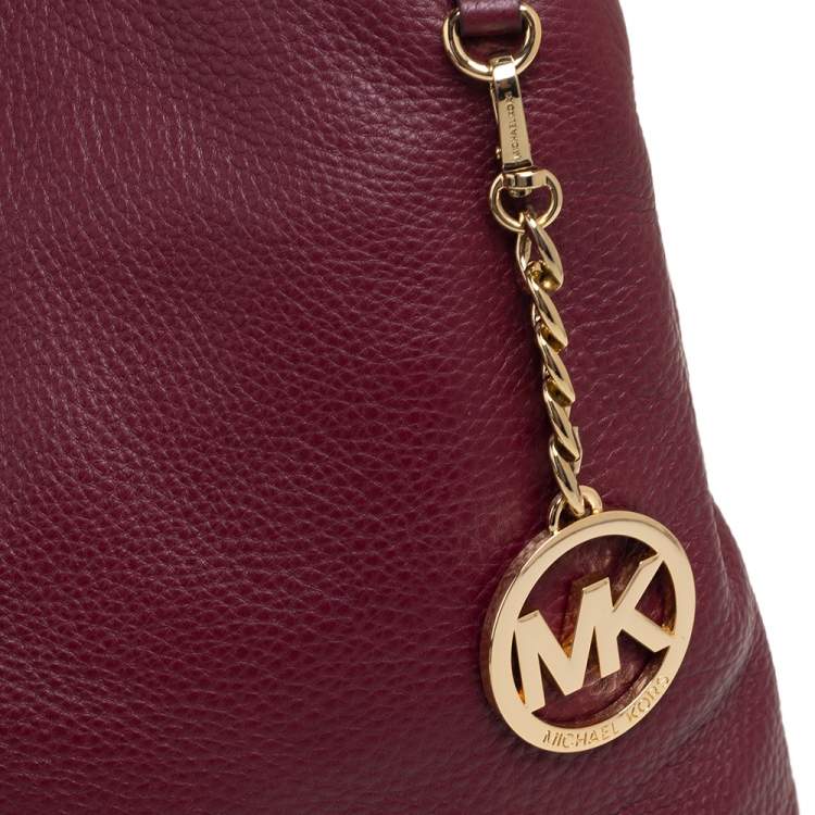 Pre Owned MICHAEL Michael Kors Burgundy Leather Jet Set Chain Shoulder Bag