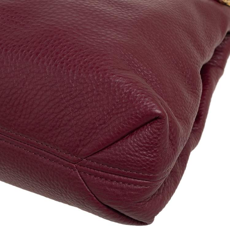 Pre Owned MICHAEL Michael Kors Burgundy Leather Jet Set Chain Shoulder Bag