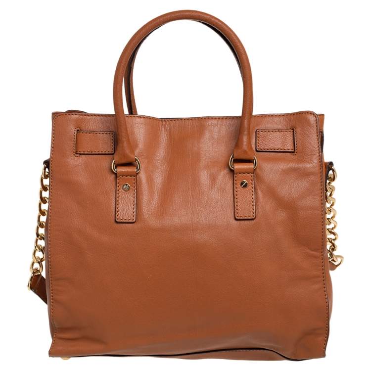 Pre Owned MICHAEL Michael Kors Brown Leather Large Hamilton North South Tote