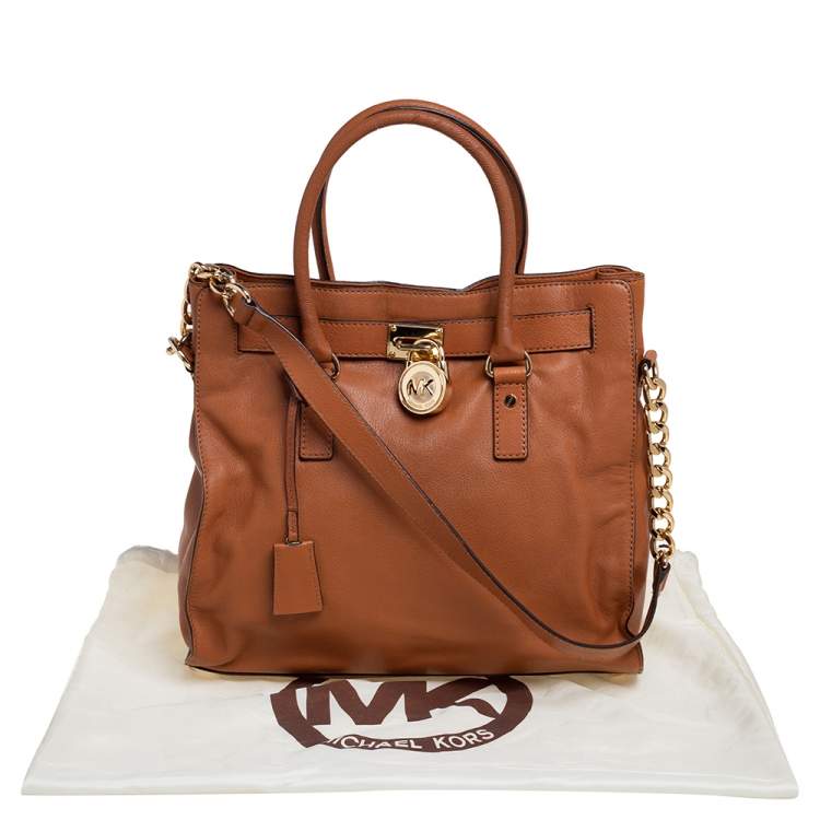 Pre Owned MICHAEL Michael Kors Brown Leather Large Hamilton North South Tote