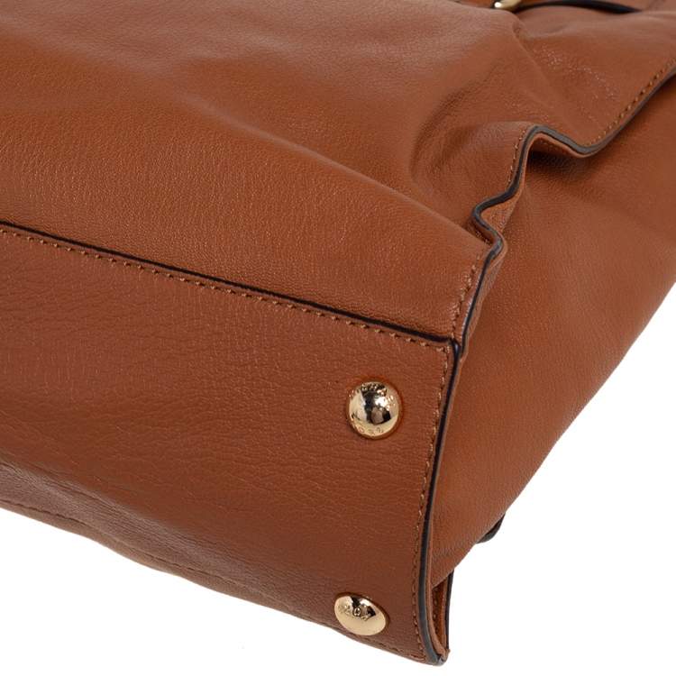 Pre Owned MICHAEL Michael Kors Brown Leather Large Hamilton North South Tote