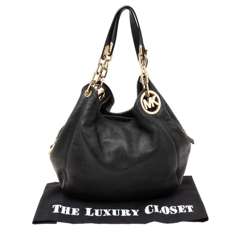 Pre Owned MICHAEL Michael Kors Black Leather Fulton Hobo