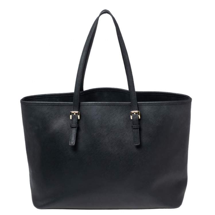Pre Owned MICHAEL Michael Kors Black Saffiano Leather Large Jet Set Travel Tote