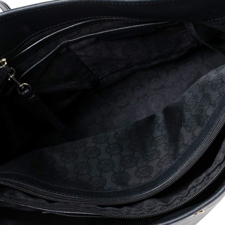 Pre Owned MICHAEL Michael Kors Black Saffiano Leather Large Jet Set Travel Tote