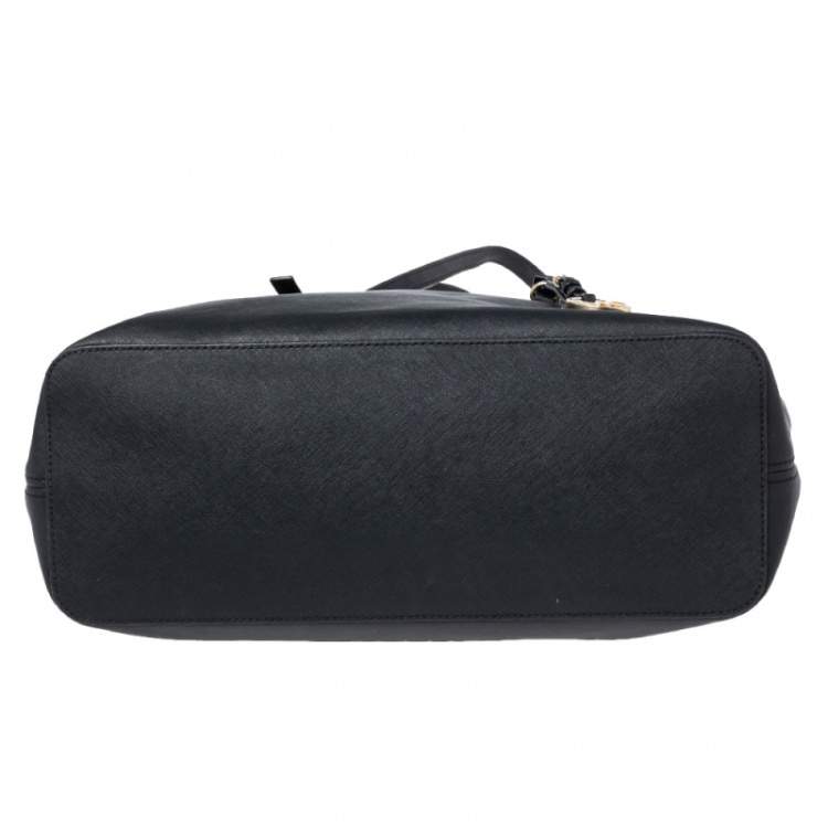 Pre Owned MICHAEL Michael Kors Black Saffiano Leather Large Jet Set Travel Tote