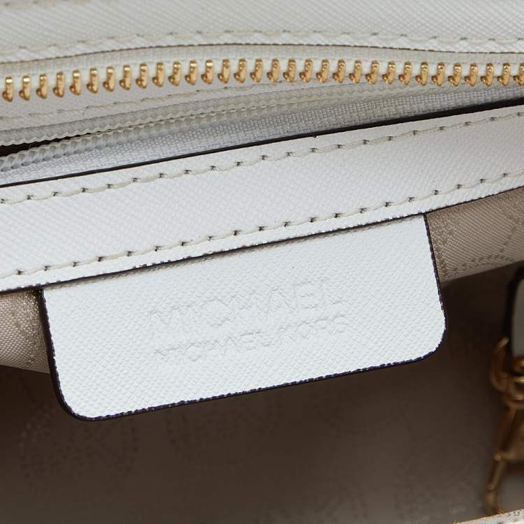 Pre Owned MICHAEL Michael Kors White Leather Small Selma Crossbody Bag