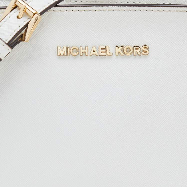 Pre Owned MICHAEL Michael Kors White Leather Small Selma Crossbody Bag