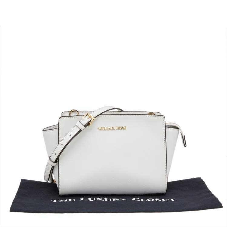 Pre Owned MICHAEL Michael Kors White Leather Small Selma Crossbody Bag