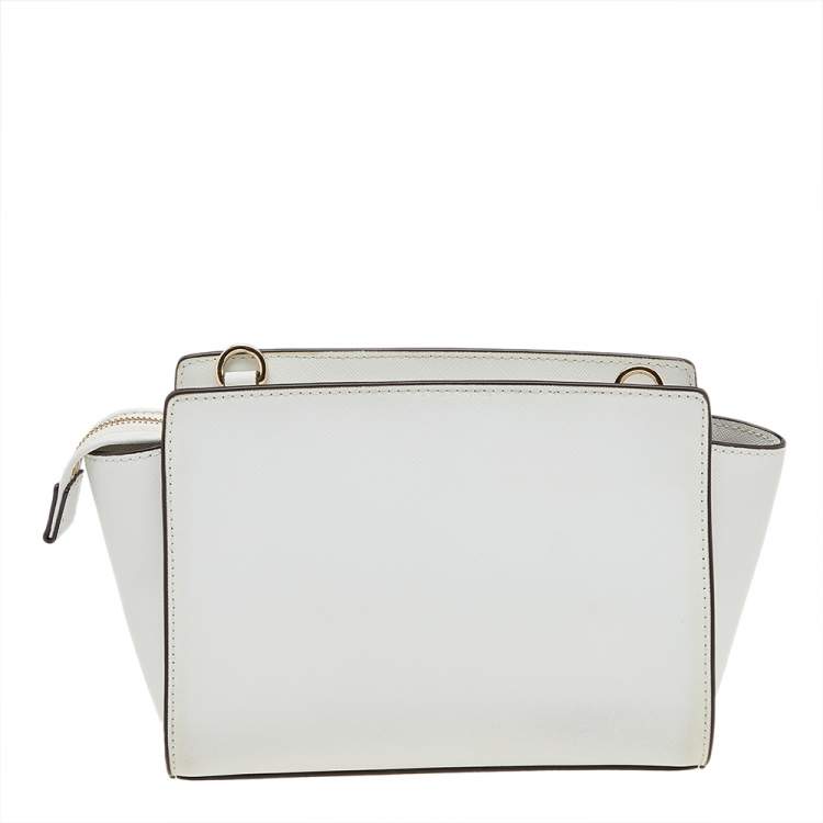 Pre Owned MICHAEL Michael Kors White Leather Small Selma Crossbody Bag