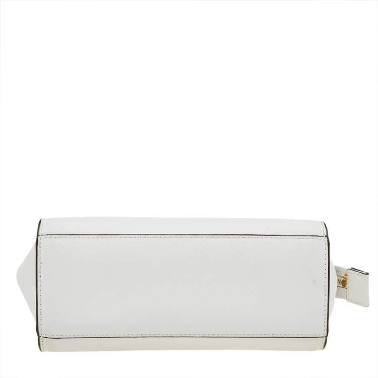 Pre Owned MICHAEL Michael Kors White Leather Small Selma Crossbody Bag