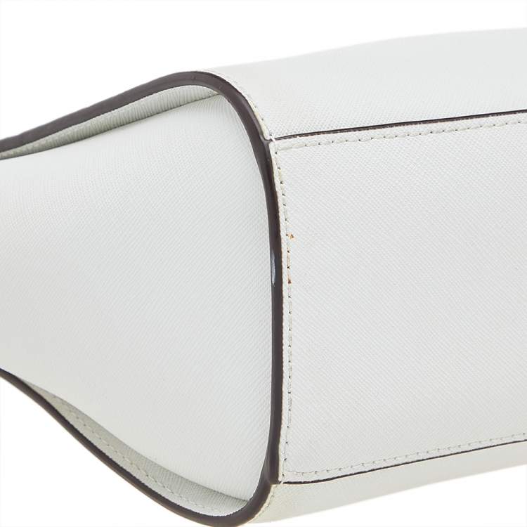 Pre Owned MICHAEL Michael Kors White Leather Small Selma Crossbody Bag