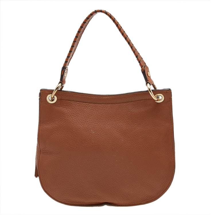 Pre Owned MICHAEL Michael Kors Brown Leather Tassel Braided Flap Top Handle Bag