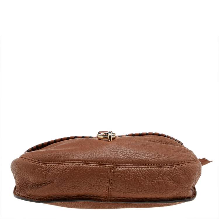 Pre Owned MICHAEL Michael Kors Brown Leather Tassel Braided Flap Top Handle Bag