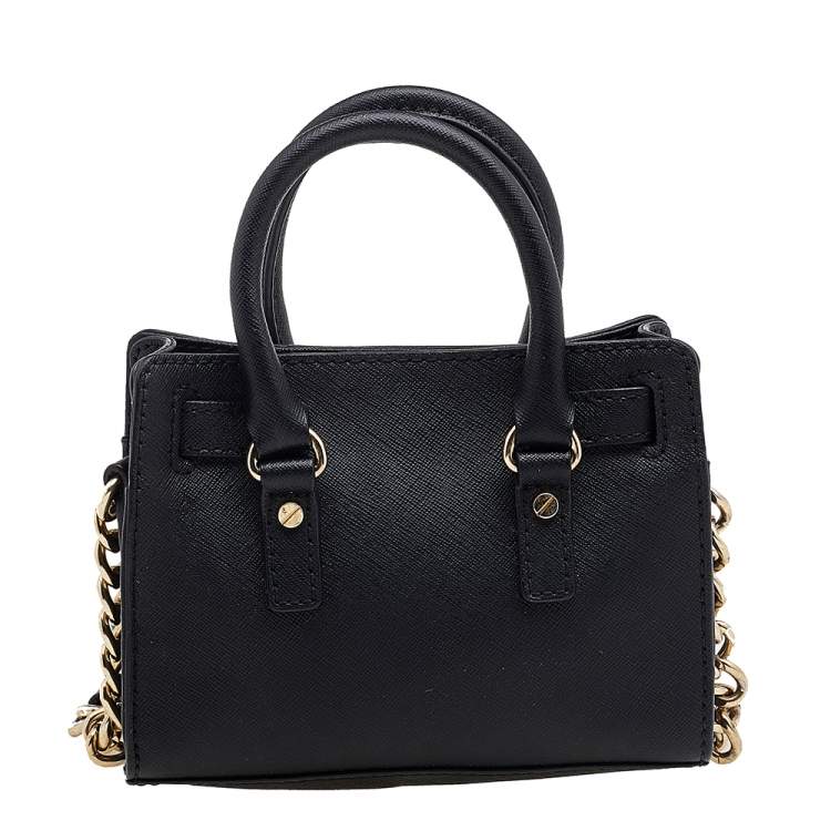Pre Owned MICHAEL Michael Kors Black Saffiano Leather Mini Hamilton Shoulder Bag