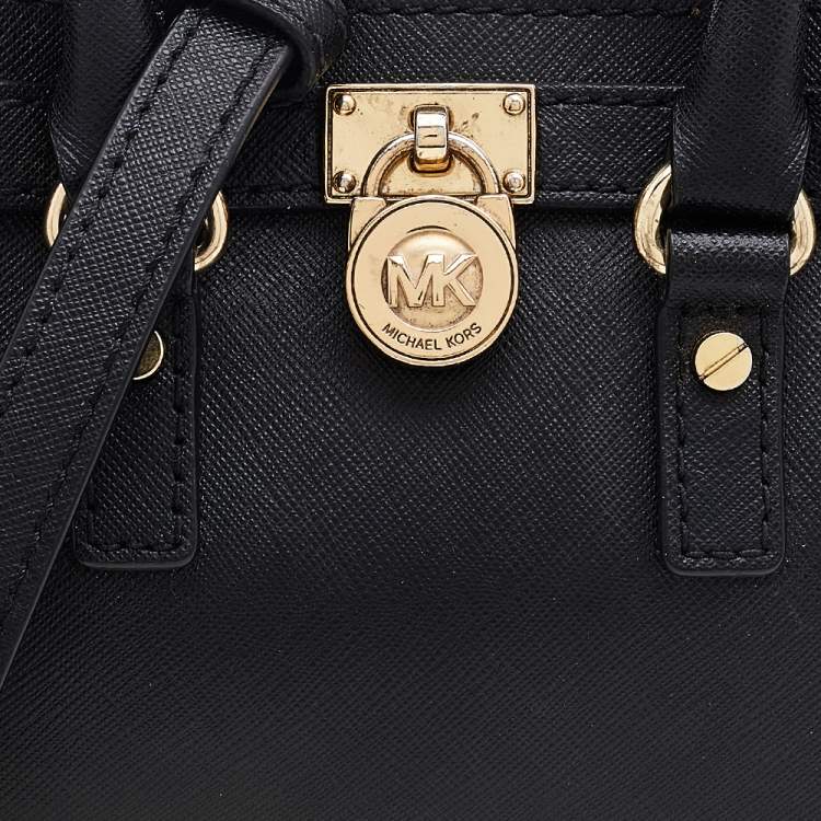 Pre Owned MICHAEL Michael Kors Black Saffiano Leather Mini Hamilton Shoulder Bag
