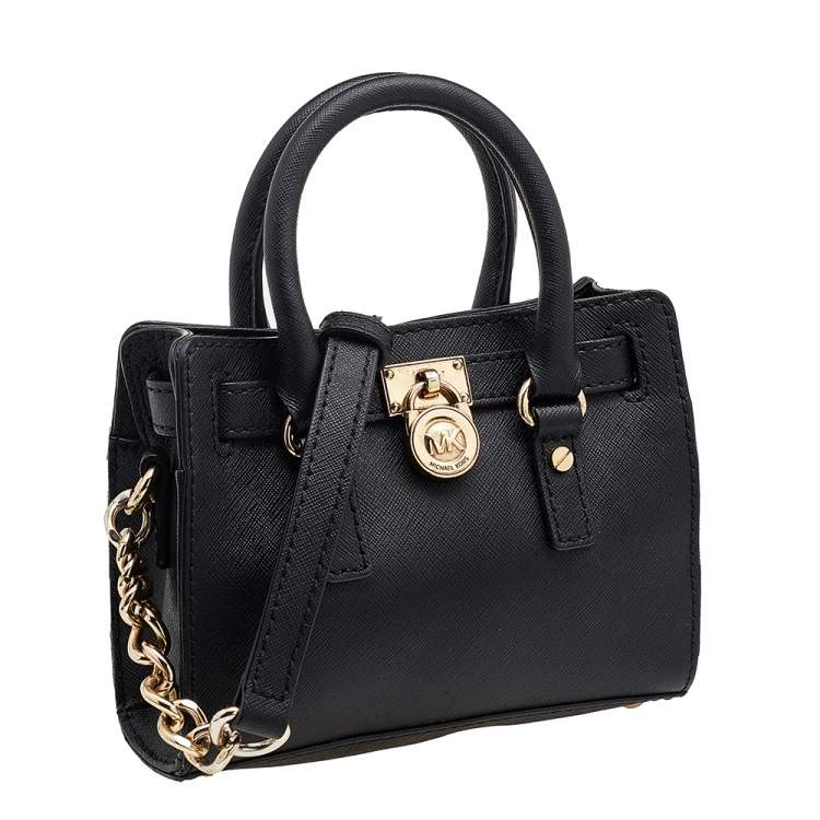 Pre Owned MICHAEL Michael Kors Black Saffiano Leather Mini Hamilton Shoulder Bag